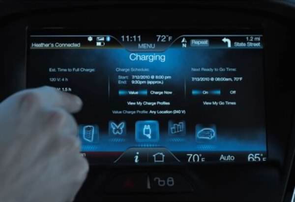 Екран с информация за заряда в батерията на Ford Focus Electric