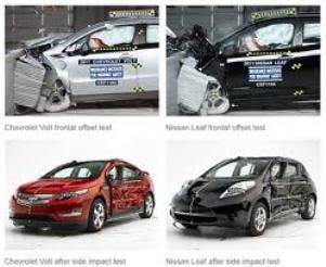 IIHS краш тест Nissan Leaf, Chevy Volt