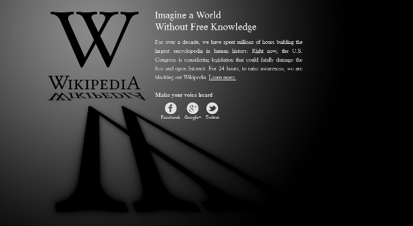 В подкрепа на Wikipedia срещу SOPA и PIPA
